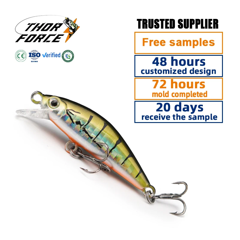 THORFORCE High quality 3D fisheyes 40mm/2.5g Laser effect Hard minnow baits with Treble hooks MINNOW fishing lure