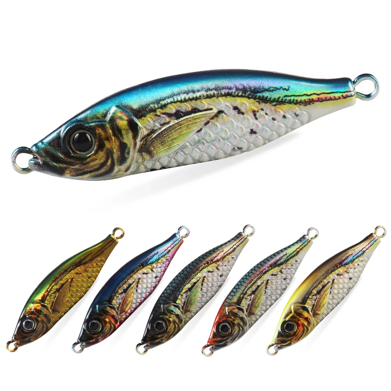 30g40g 60g 80g Saltwater Fishing Jigs Luminous Glow 3D Colors Vertical Jigging Lures Japan Style Long Casting Offshore Metal Jig