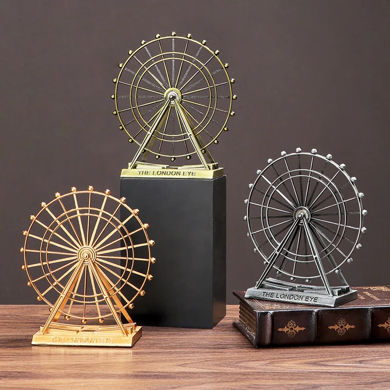 Nordic Ornaments rotatable ferris wheel  Wheel Office Bar Shop Table Decoration Study Decor Iron Metal Birthday Gift