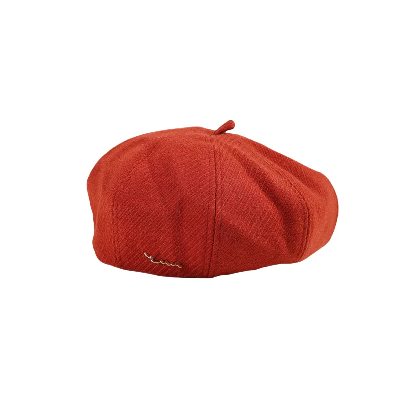 New Arrival Beret Spring Metal Letters Pumpkin Vintage Versatile Soft
