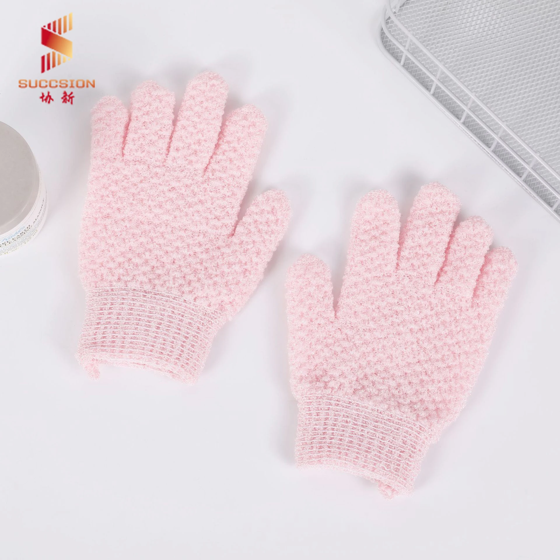 Blue Green White Pink Black Nylon Body Scrub Shower Gloves Spa Massage Bath Gloves Exfoliating Gloves