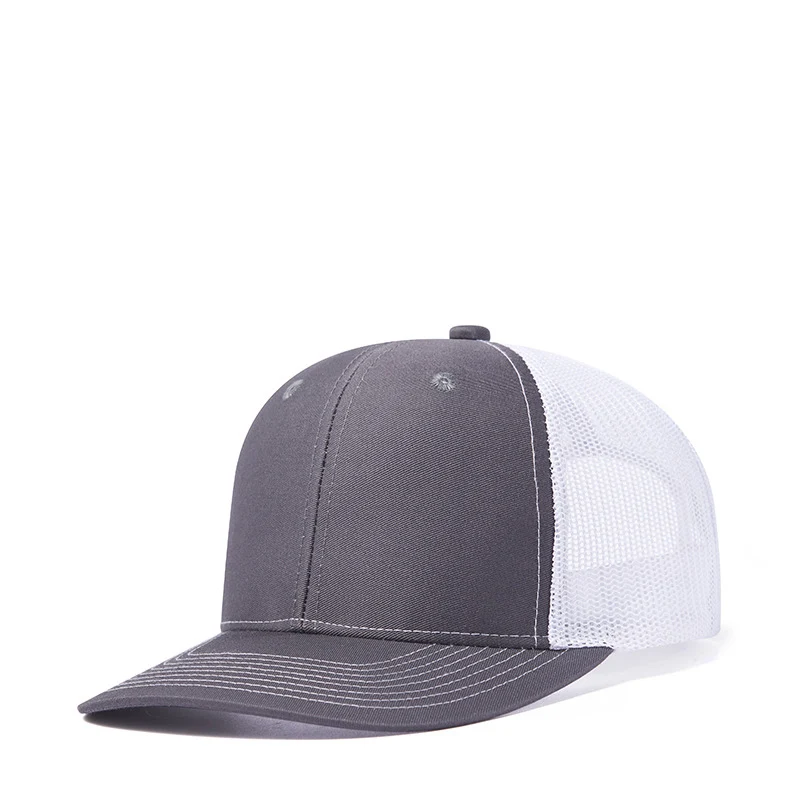 Wholesale Custom High Quality Richardson Style 6 Panel Heather Grey 3D Embroidery Model Mesh Trucker Caps Hat