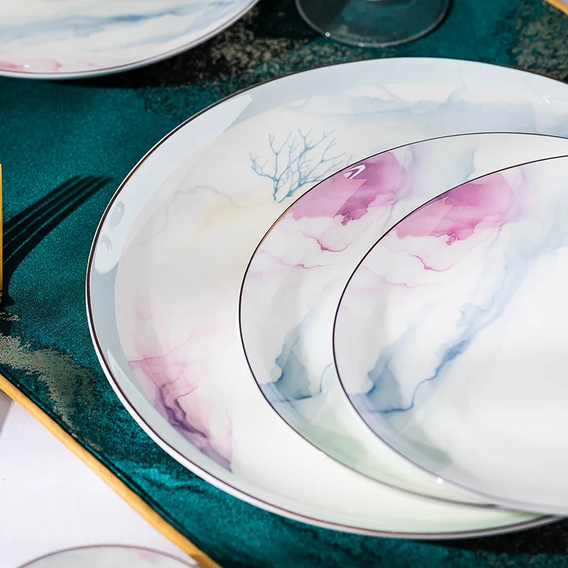 Web celebrity wholesale jingdezhen ceramic tableware ceramic bowl chopsticks dishes suit to add LOGO household  set of dishes
