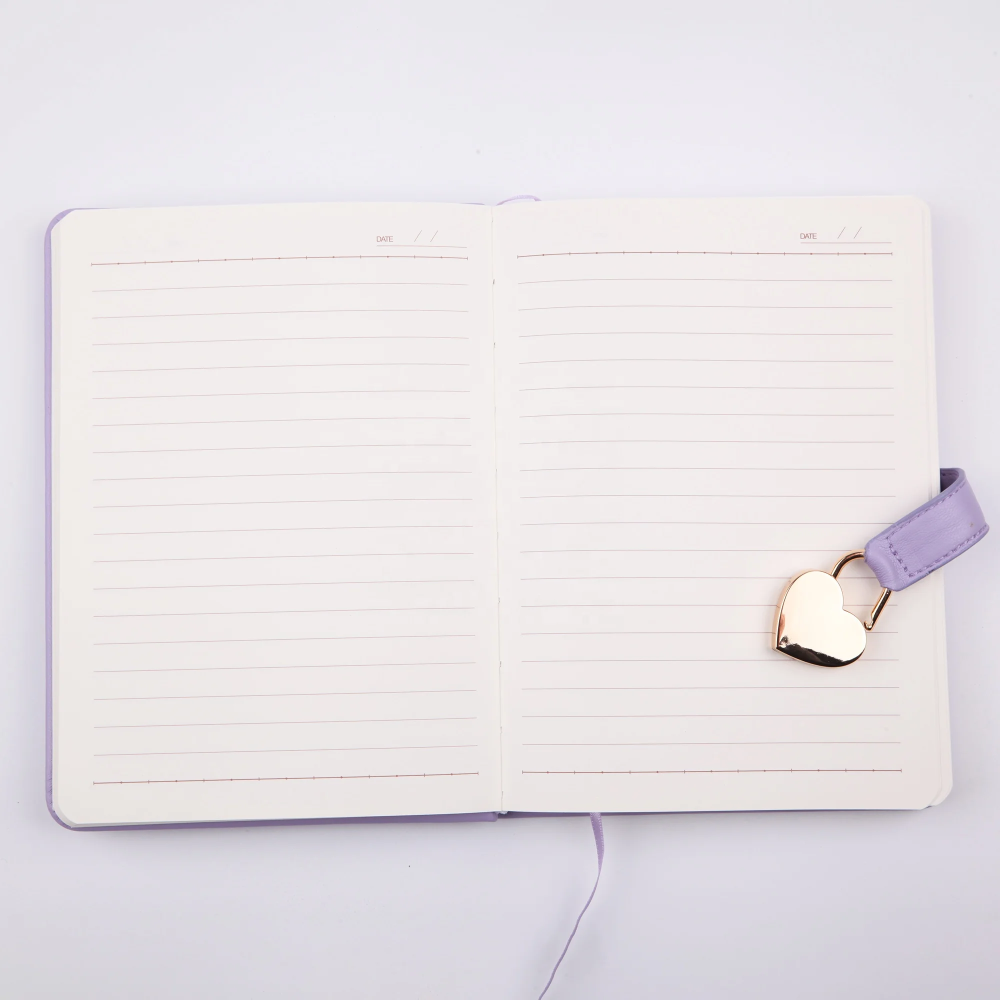 2023 Diary Pu Custom Leather Notebook Colored Gold Edge Agenda Planner paper Cute Journals With Heart-Shaped Key Lock