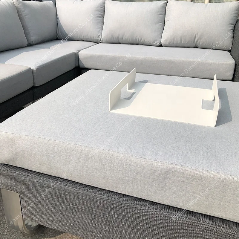 New design patio indoor outdoor sofa set garden furniture rattan wicker outdoor upholstery fabric sofa