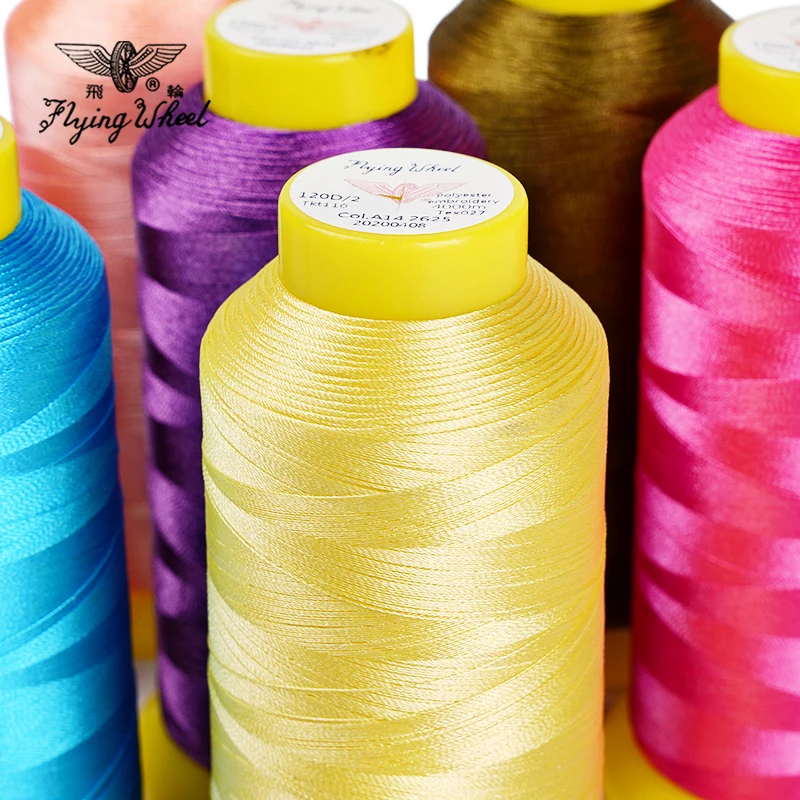 In Stock 4000 Meters Polyester Embroidery Thread Tex27 Ticket120 120D/2 Colorful Sewing Thread