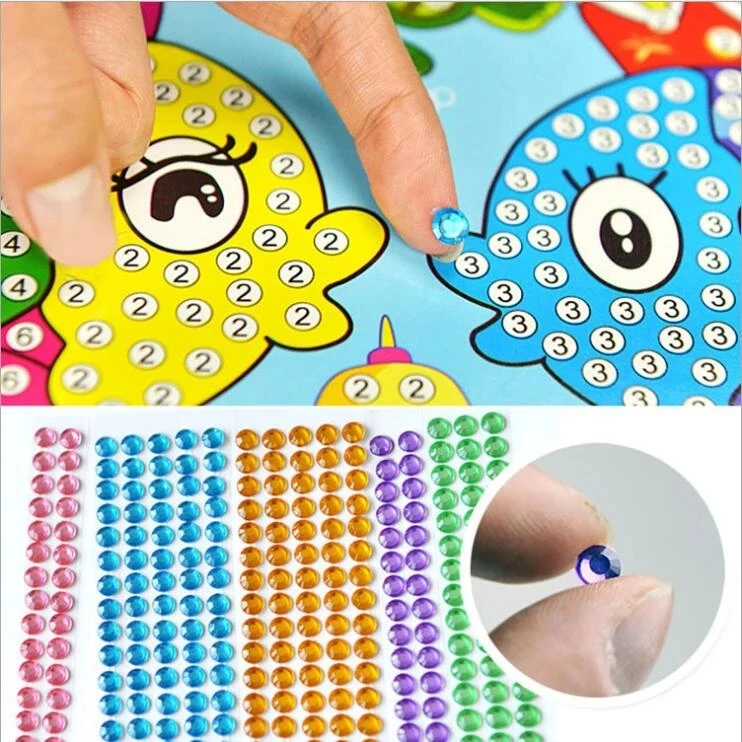 Hot sale DIY Handmade Gemstone Jewel diamond paste paintings mosaic sticker kids toy set