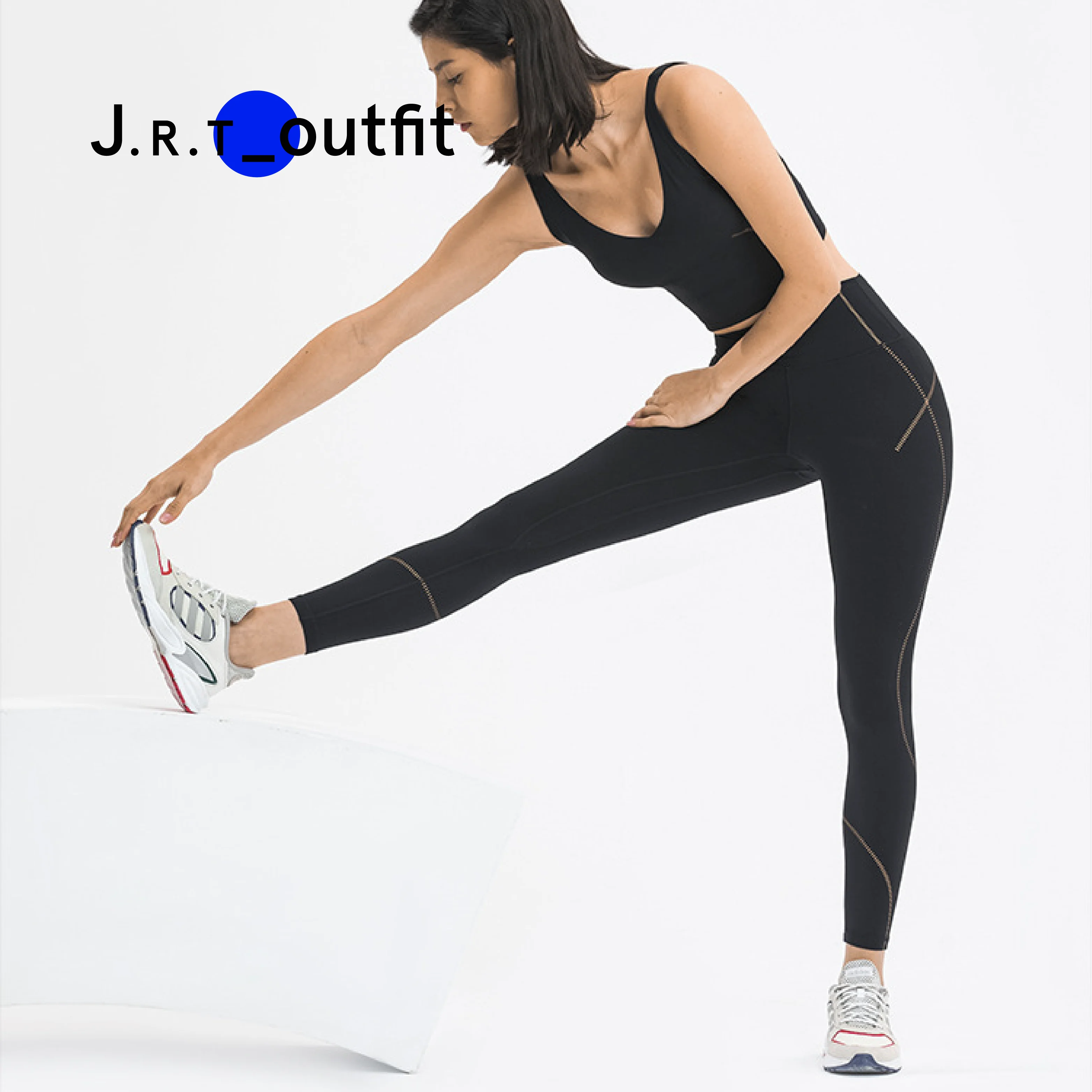 J.R.T High Quality Solid Fitness Full Length Quick Dry Sweat-wicking Womens Gym Apparel Compression Leggings With Pocket