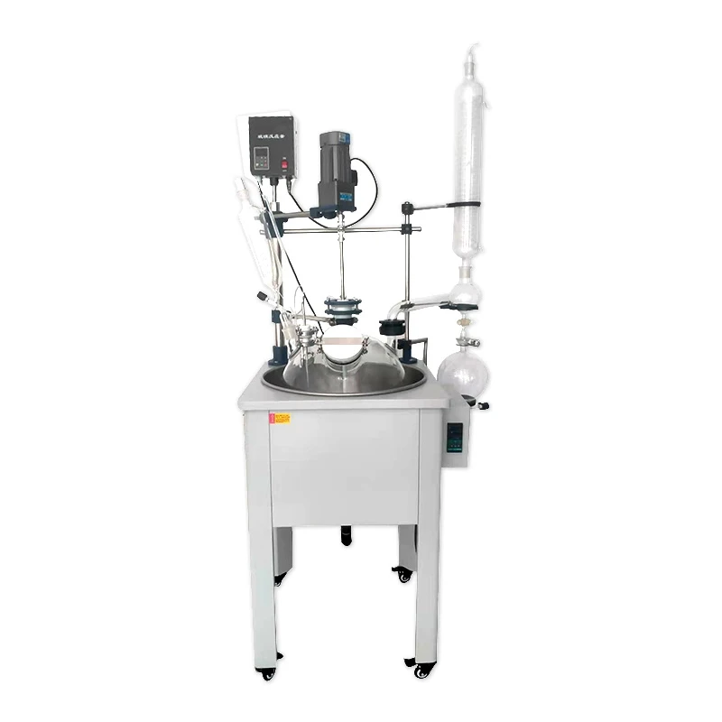Chemical Continuous Stirred Tank Reactor Vacuum Single Layer Glass Reactor Reaction Vessel Kettle 20L
