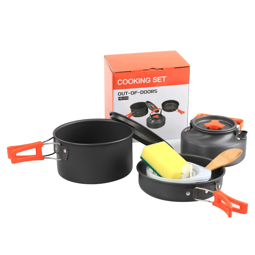 Portable Camping Tableware Cooking Set Outdoor Cookware Pan Pot Bowl Spoon Fork Utensils For Hiking Picnic Travel Wild Campismo
