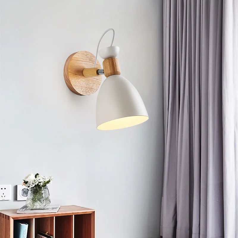 Customized Nordic Multi style bracket wall sconce modern wall lights for bedroom hallway E27 wooden metal wall lamps hotel