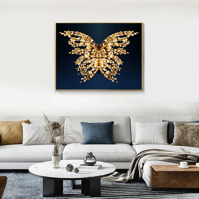 Light luxury fashion 3 pairs of painting crystal porcelain living room home office decoration printing wall art