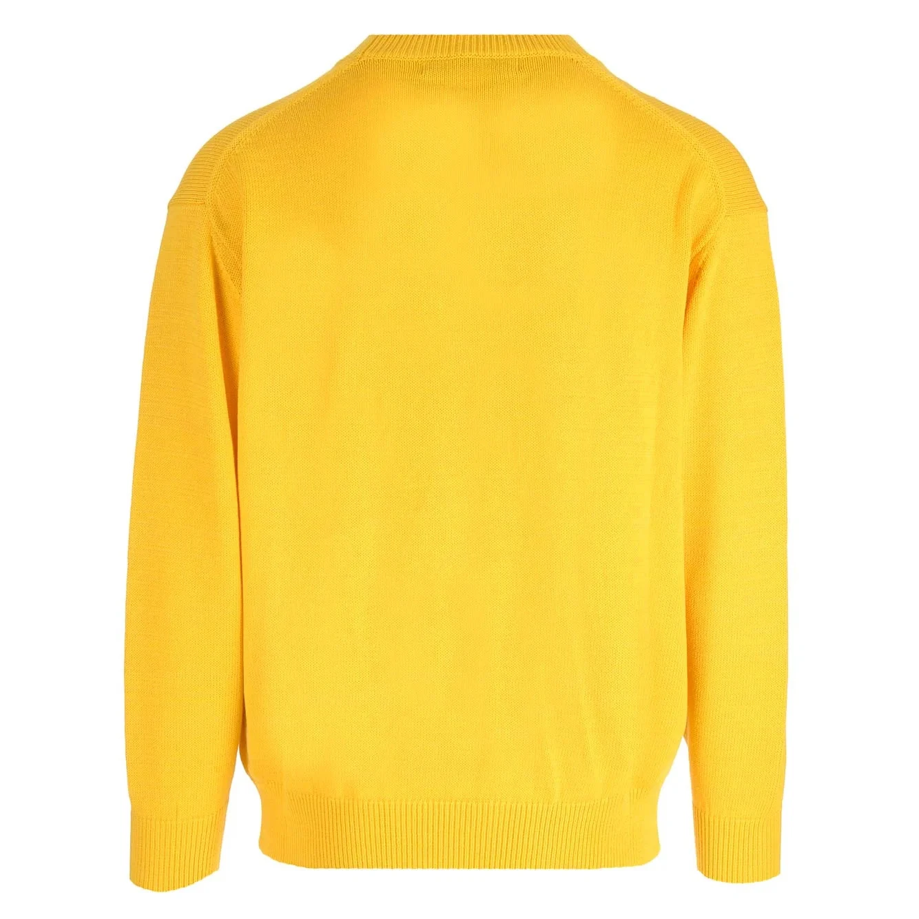 Factory wholesale custom logo men long sleeve crew neck yellow jacquard intarsia anime pattern sweaters