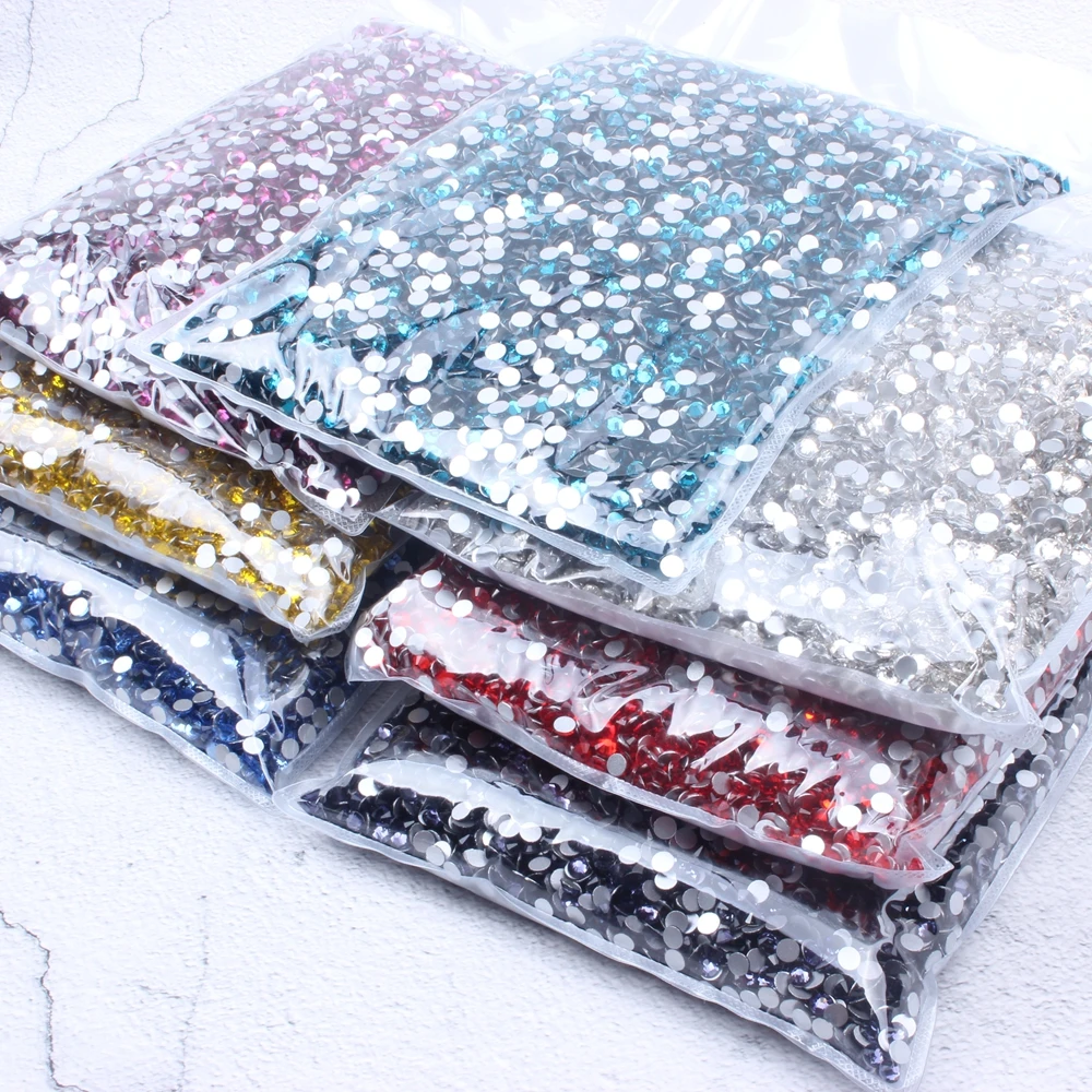 Wholesale Super Glitter SS5 14400PCS Crystal Stones Flat Back Nail Rhinestones 3D Non HotFix Nail Art Decorations Glass Manicure