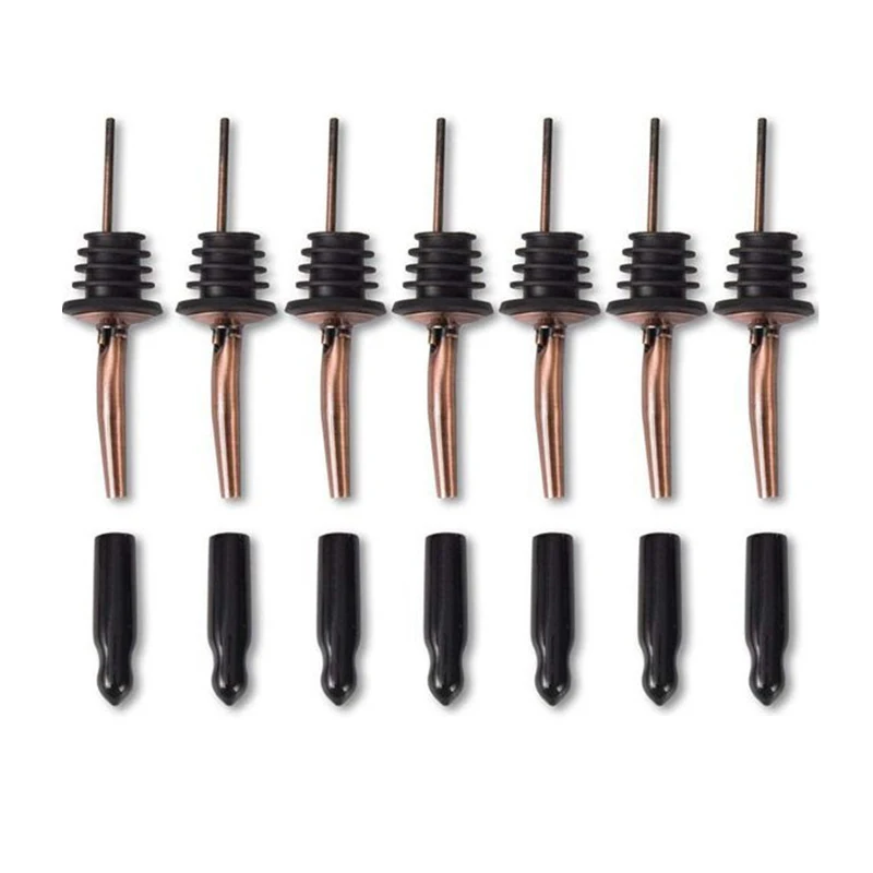 Stainless Steel Pourer Liquor Bottle Speed Pourer and Vinegar Tapered Stopper Spout Liquor Pourer with Rubber Dust Caps