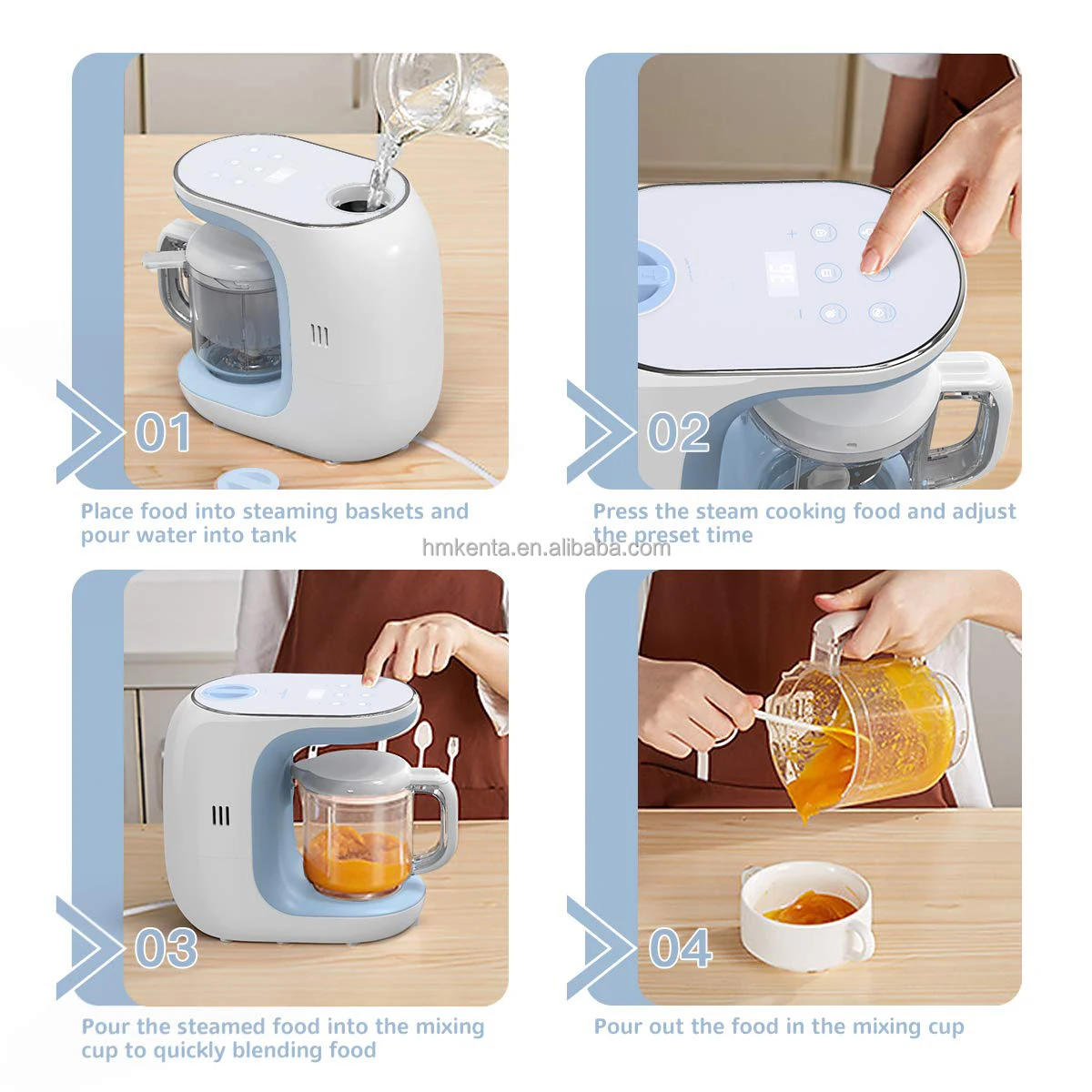 Small Manual Household Baby Food Processor and steamer for baby food 7 in 1 Easy to