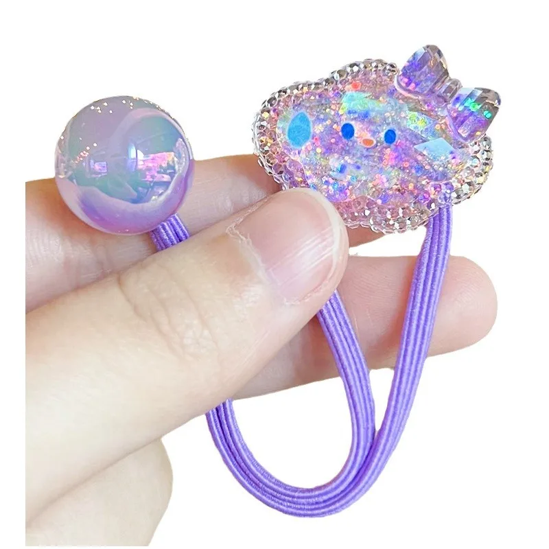 New little girl jumbo hair bobbles with balls big size hair ties for kids elastic hair bobbles twin bead