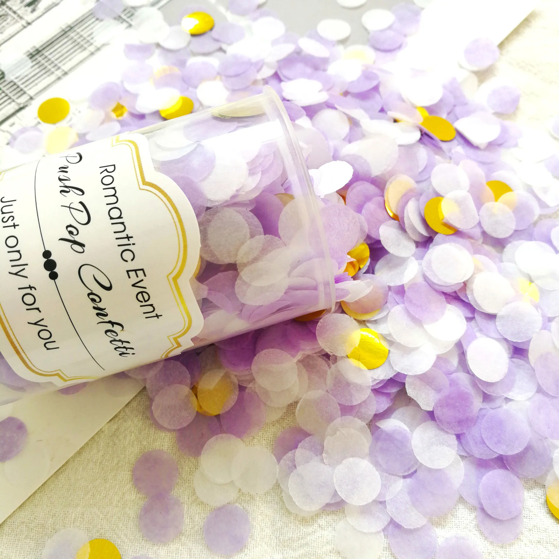 Wedding party colorful confetti push toy flower scattering round confetti push tube push pop for Baby shower Surprise activity