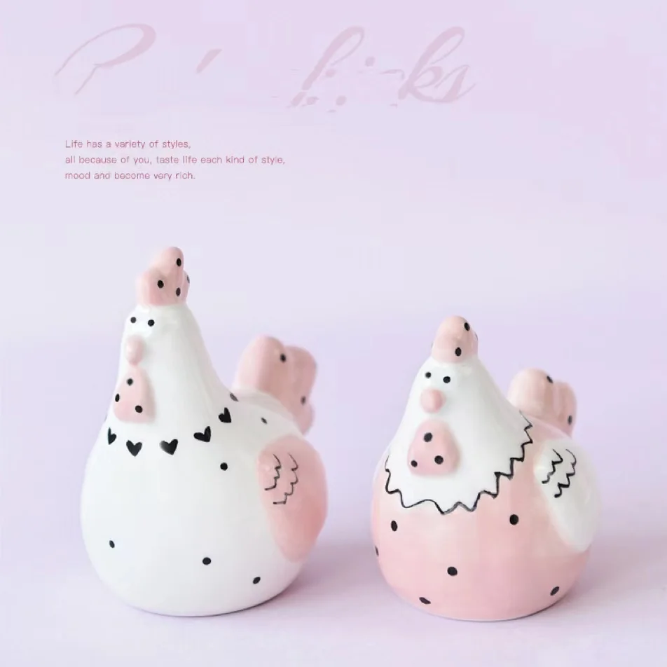 Easter American Spice Jars 2Pce Creative Cute Cock Hen Ceramic Salt And Pepper Shaker With Lid