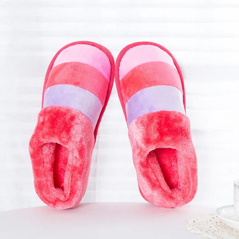 2022 winter indoor home bedroom cotton slippers for men and women thick-soled non-slip furry fluffy ladies slippers
