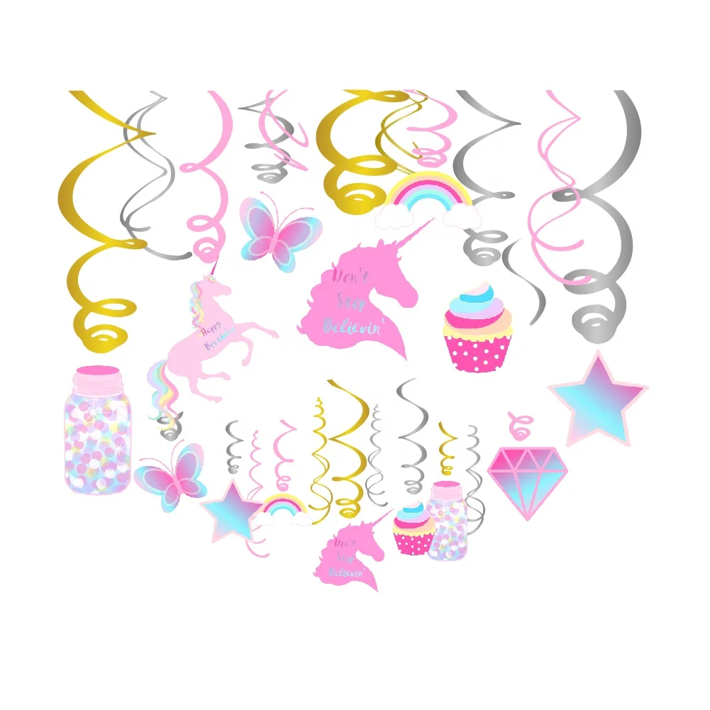 YISHU симпатичный дизайн Единорог Декор Единорог подвесная завитки украшения 30Cts для Детское платье для вечеринки