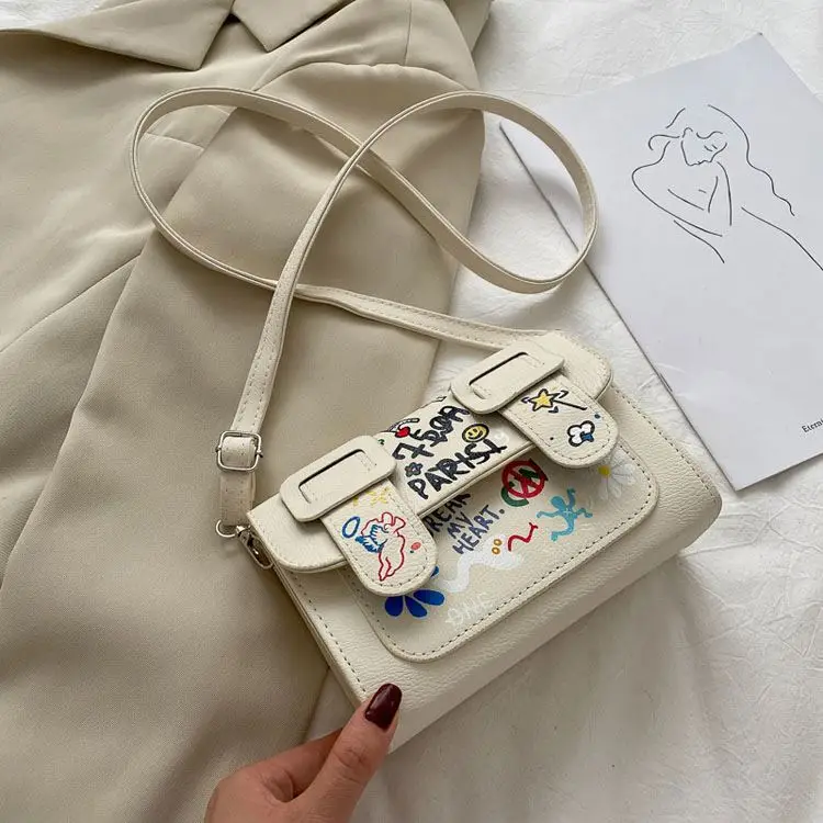 
Graffiti Niche Color Matching Bag Female 2021 New Trendy Ins Shoulder Messenger Bag 