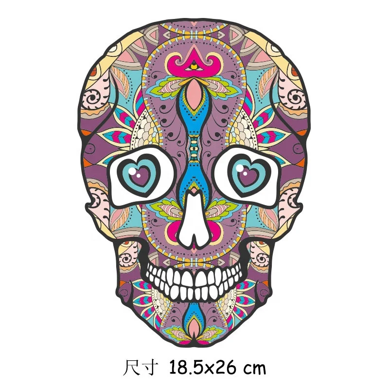 DIY T shirt jeans iron on skull printing vinyl transfer sticker custom heat transfer designs for t shirts