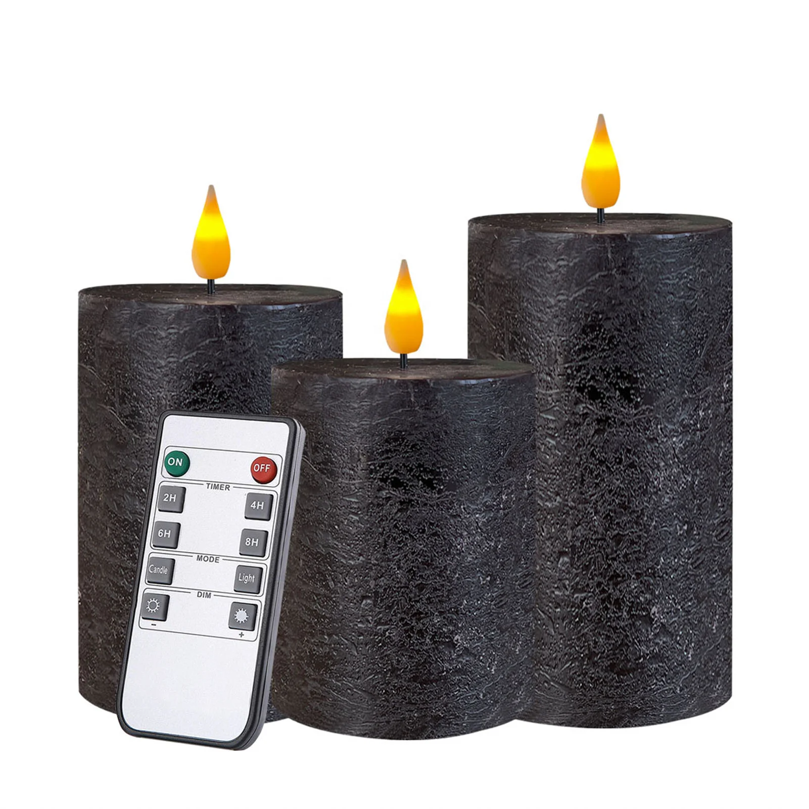 Best seller set of 3 Halloween paraffin wax led Flameless black battery pillar electric candle