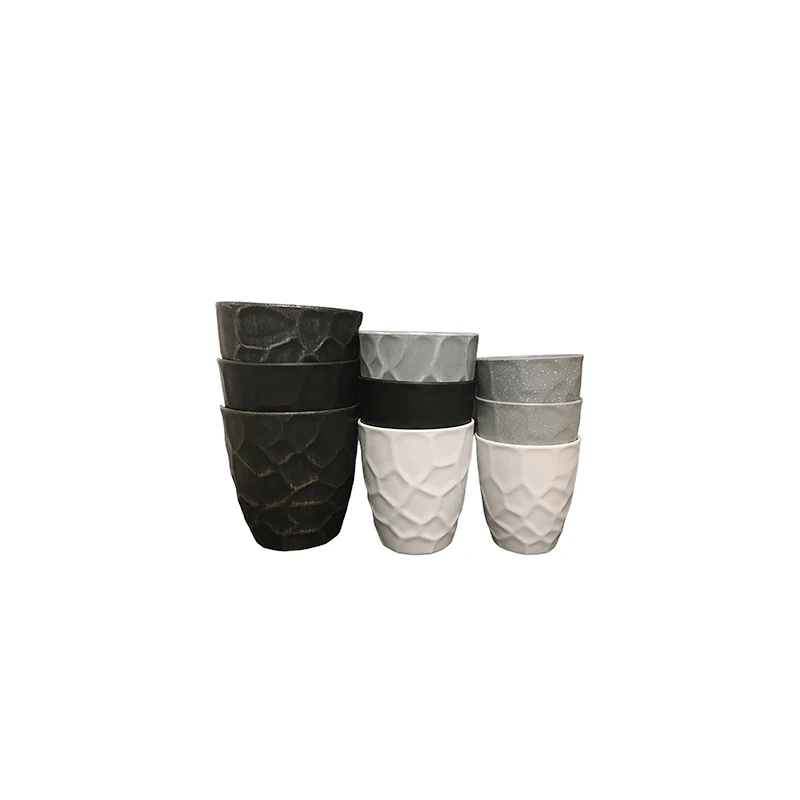 New Creative Design Imitation Stone Pattern Melamine Ceramic Orchid Planter Pot Floor Bonsai With Hole For Sale