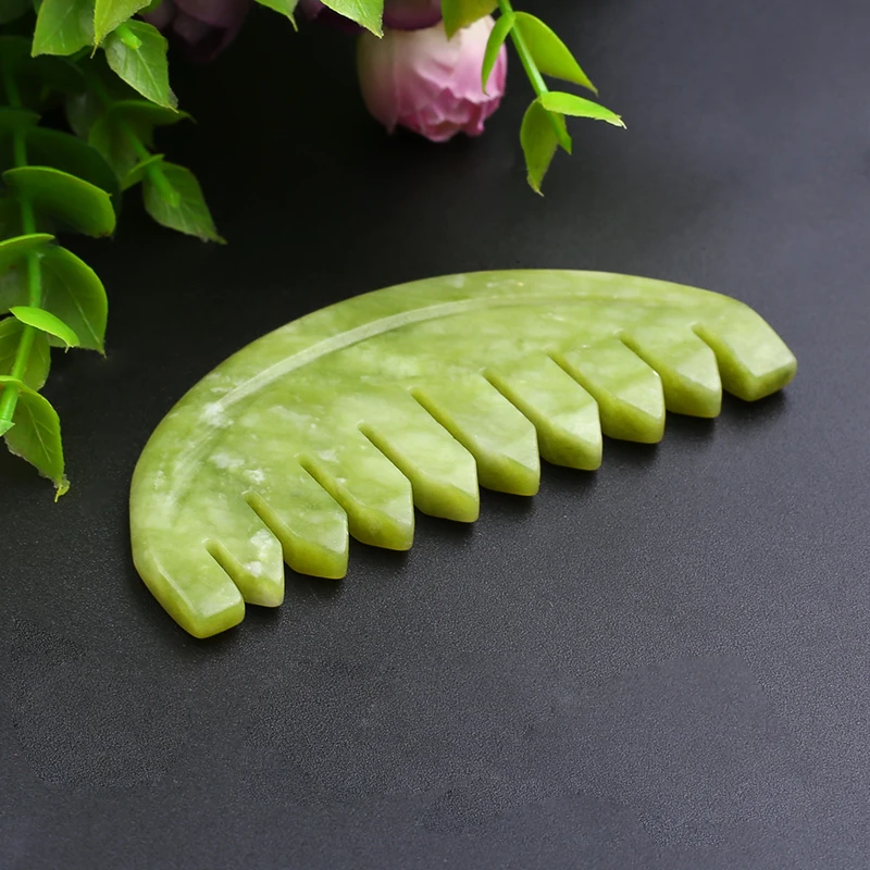 Crystal Comb Jade Gua Sha Hair Massage Natural Real Jade Comb Jade Gua Sha With Comb