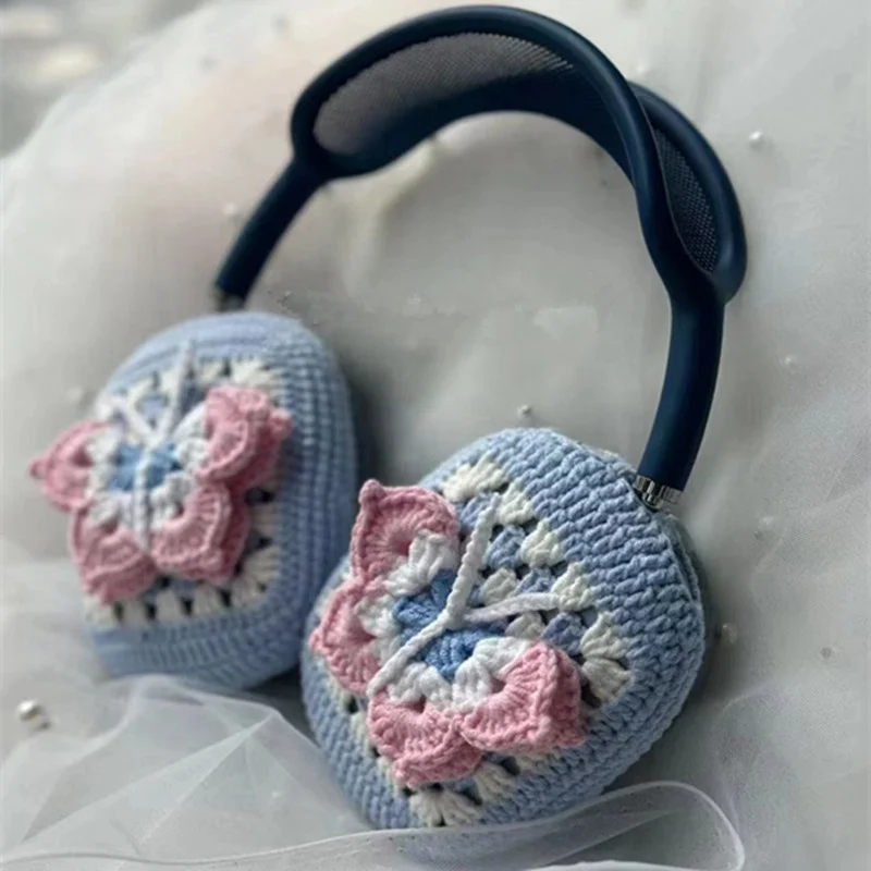 Hot Sale High Quality  Fashion Crochet Headphone Cases  Butterfly Design Crocheted Headphone Cover For AirPods Max