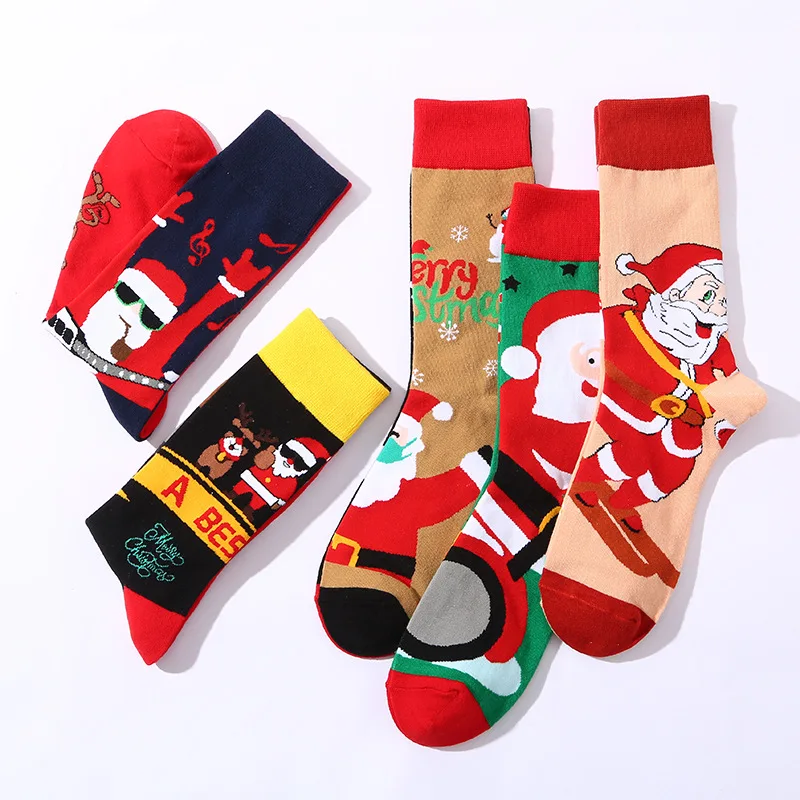 Wholesale New Arrival AB Design Jacquard Crew Socks Custom Christmas Cotton Dresses for Unisex Funny Tube Body Cuff Logo Winter