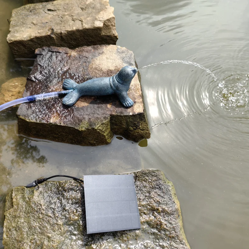 garden landscaping decking water pump Statue Resin waterfall fountain Funny sea lion statue garden solar water fountain