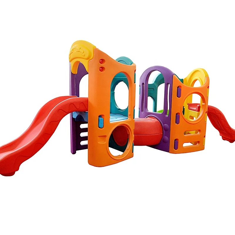 Colorful tunnel and slide combination children indoor small amusement slide