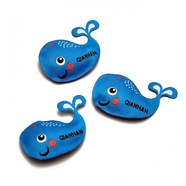 China factory makes packed cotton braided labels, high density 3D woven labels cartoon stickers, suitable for clothing toys