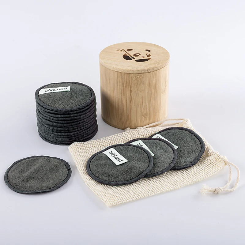 3 layers soft reusable makeup remover pads anti-bacterial bamboo charcoal facial cleansing pad washable bamboo carbon face wipes