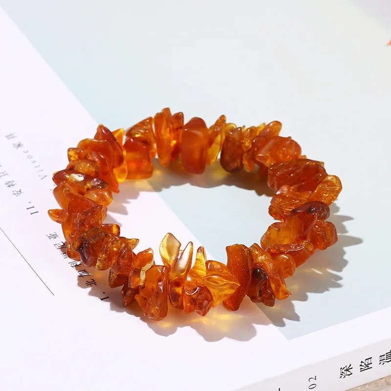 Baltic Amber Crystal bracelet Natural Amber Crushed Stone Bracelet Irregular Raw Stone Bracelet Women Gift