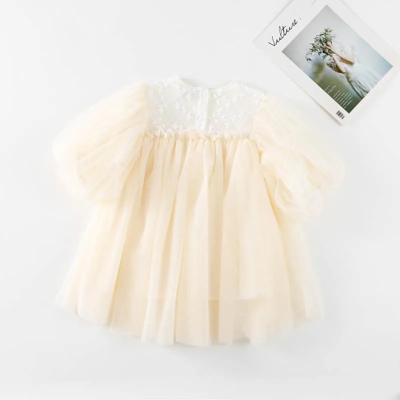 1 Pcs Private Label Children Princess Party Dress Baby Infant Clothing Toddler Girls Lace Embroidery Chiffon Birthday Dress