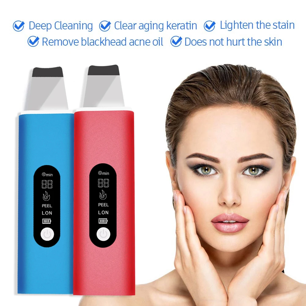 ultrasonic skin scrubber spatula facial beauty vibration massage vacuum blackhead remover face ultrasonic skin scrubber