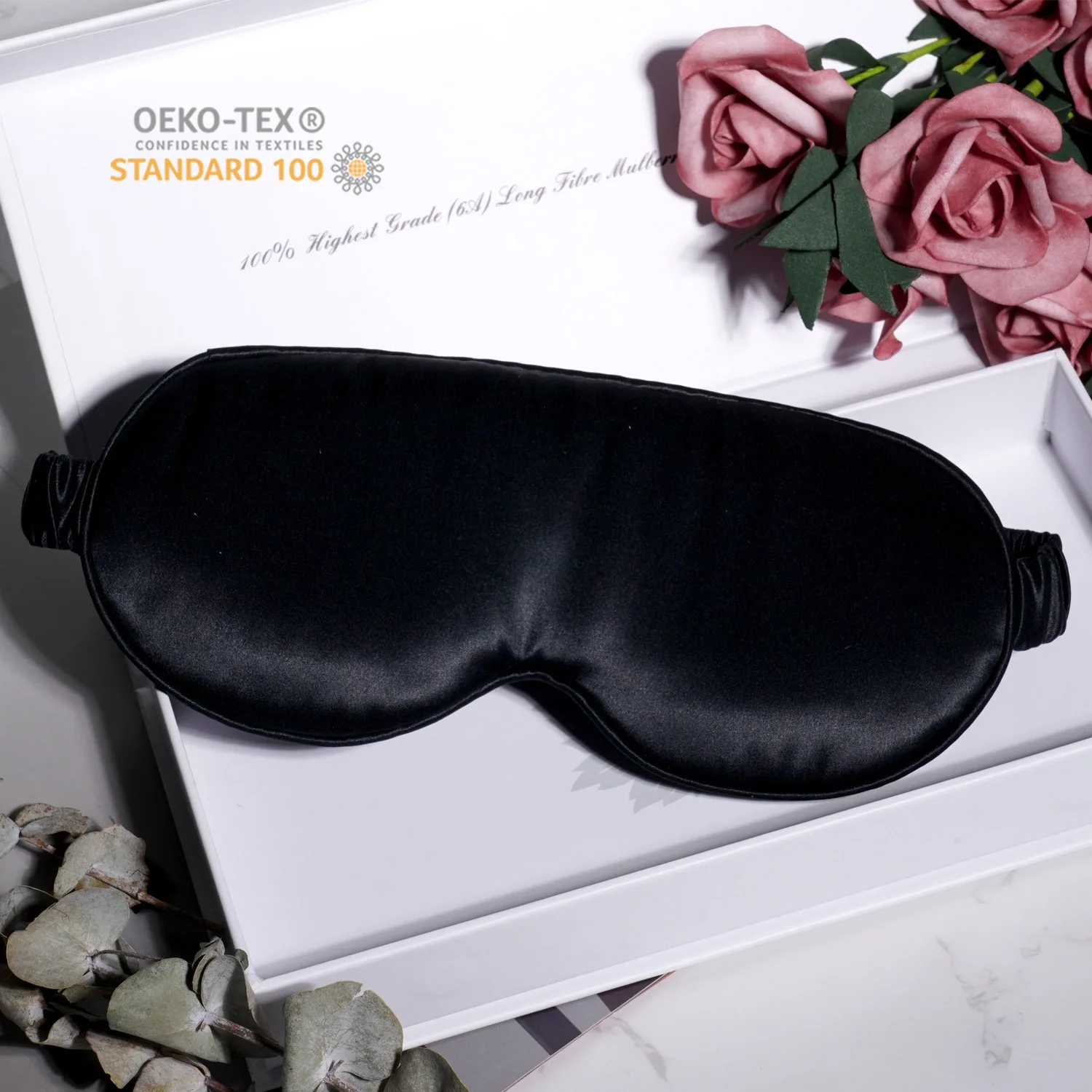 Luxury 16/19/22 Momme 100% Mulberry Silk 3D Eye Mask Soft Eye Sleeping Mask Black Night Eyeshade