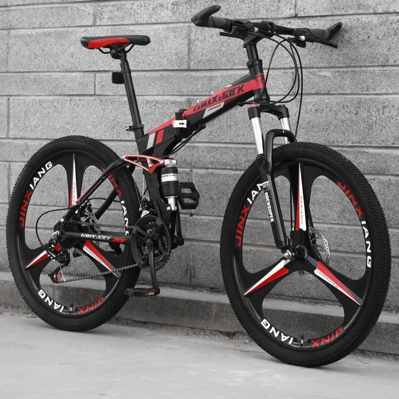 Wholesale 3-spoke wheel mountainbike full suspension 21/24/27/30 speed folding bicycle 26 inch for unisex