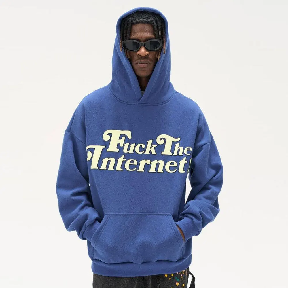 Bestex Custom Streetwear Hip Hop 100 Cotton Heavy Weight Puff Print Hoodie Pullover 3d Puff Printing Sweatshirts Hoodies For Men