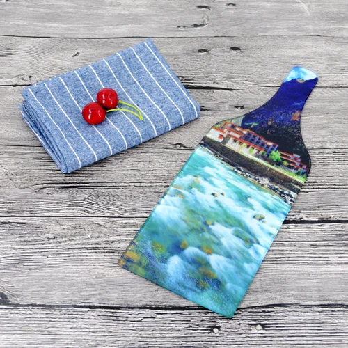 
Bottle shape sublimation glass cutting board cheap price tempered glass Christmas custom printed 