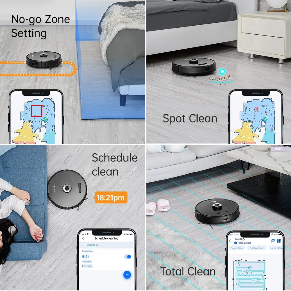 Proscenic M8 Pro Laser Sensor navigation Robot Vacuum Cleaner, Auto Dust Collector 2-in-1 sink Vacuum and Mopping