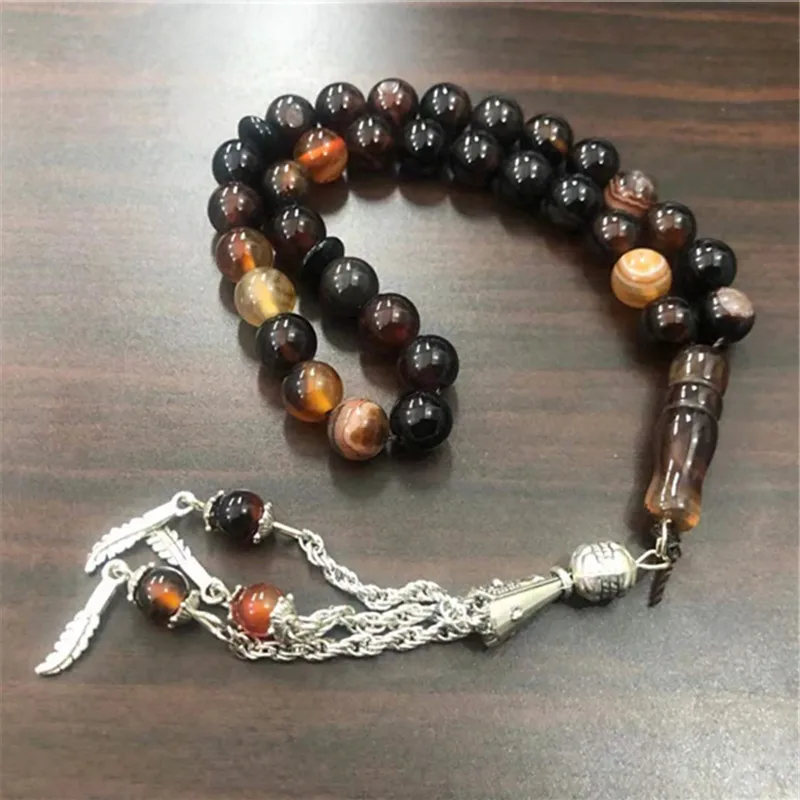 Trendy Muslim 33 Prayer Beads Bracelets Agate Rosary Bracelet For Man Women Islamic Jewelry