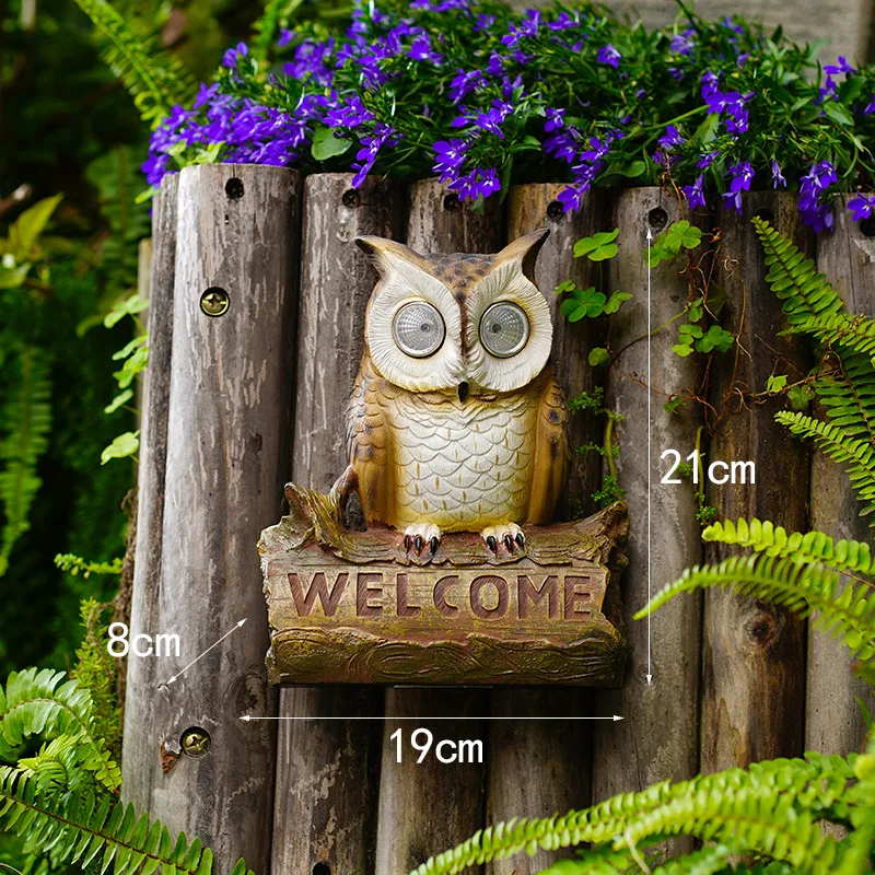 Owl Shape Led Solar Light Garden Pathway Lawn Ratio Decorative Solar Powered Lamp Waterproof Outdoor Lovely Bird Resin Ornament