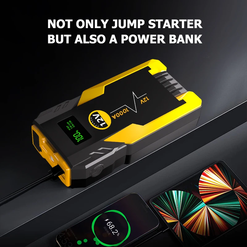 12800mah 12v Multifunction Jump Starter battery pack  battery portable 12v  jump starter for car with Safe clamp