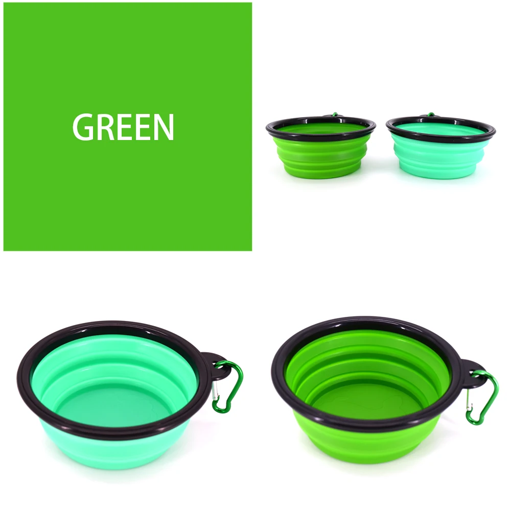  Travel Camping Hiking Walking Dog Dish Bowl Collapsible Pet with Carabiner