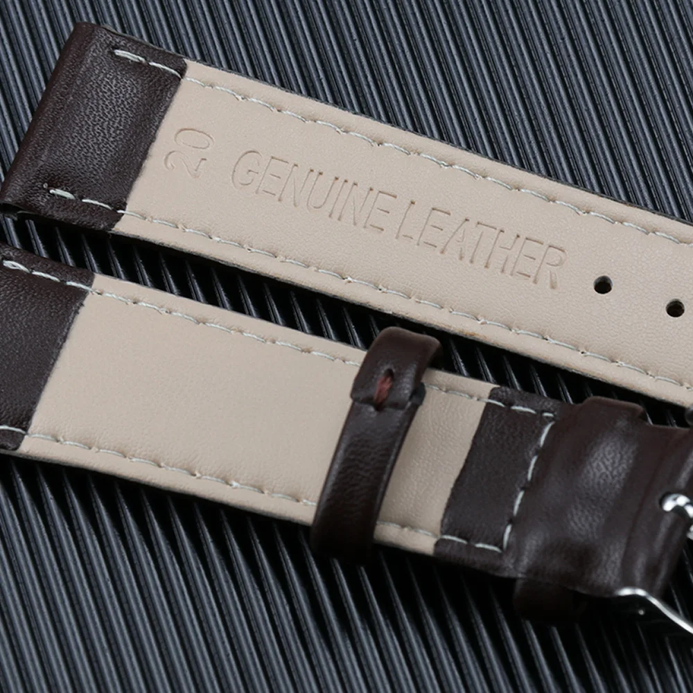 Genuine Leather Watch Strap Parts  Black Brown Blue Purple Green Pink 10mm--24mm Watch Band Accessories with Tool Set