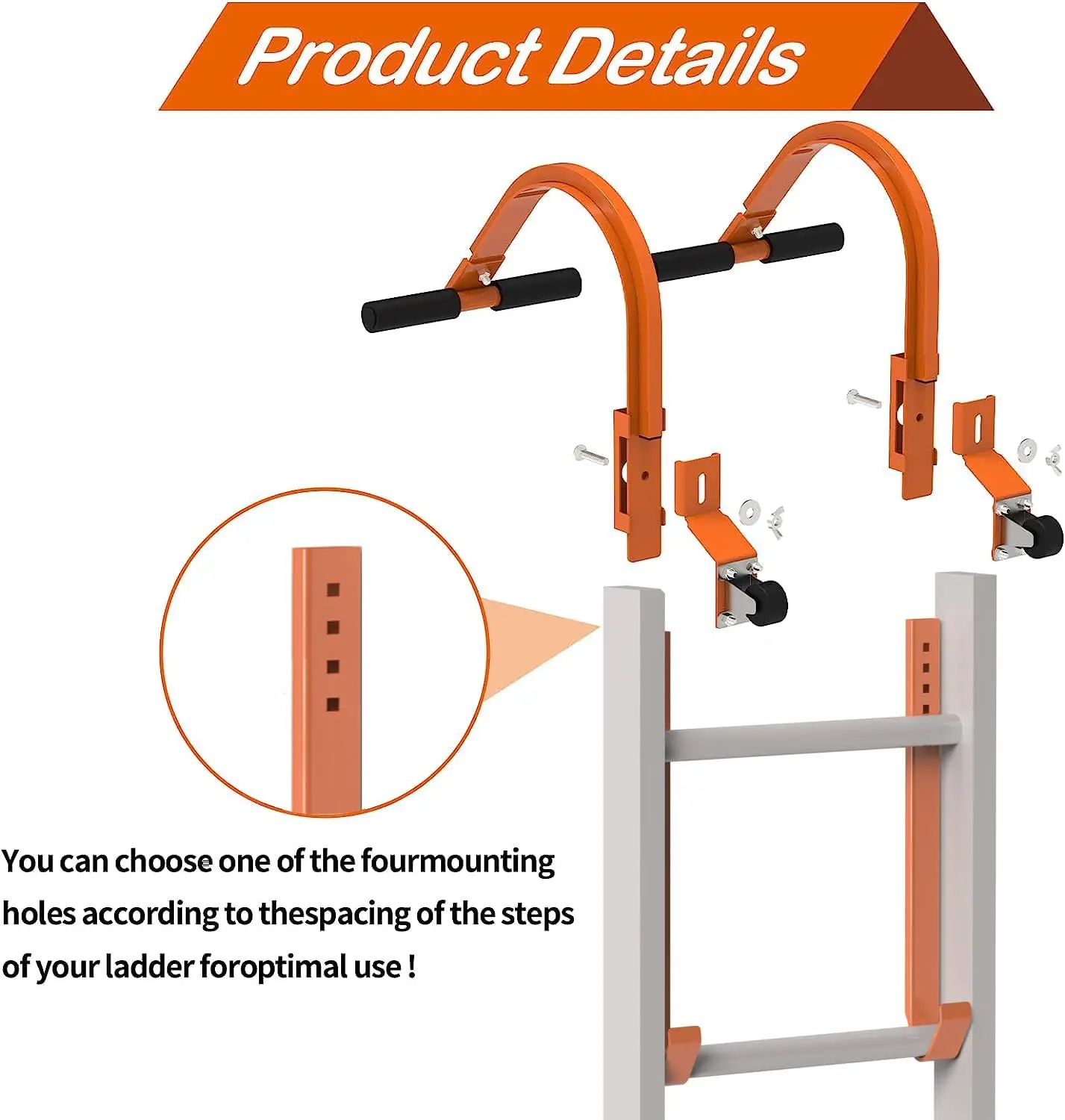 2 Pack Ladder Roof Hook with Wheel Heavy Duty Steel Ladder Stabilizer